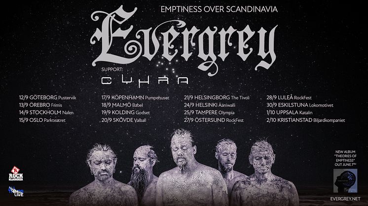 Evergrey tillkännager höstturné i Skandinavien med sitt nya album "Theories of Emptiness"
