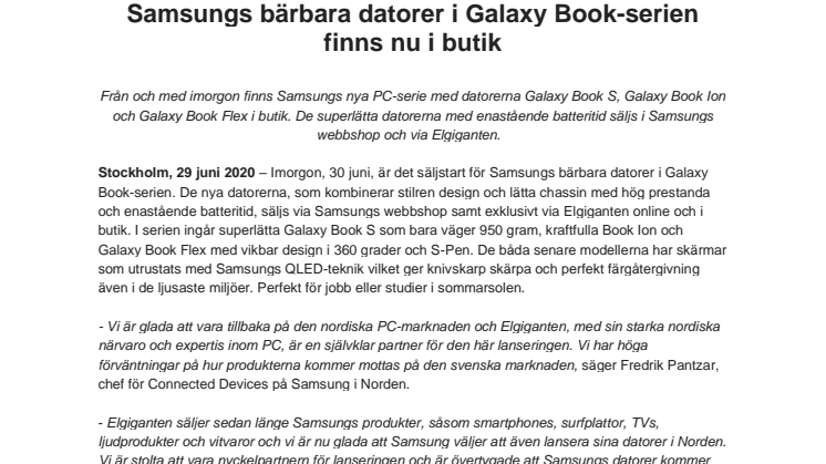 Samsungs bärbara datorer i Galaxy Book-serien finns nu i butik