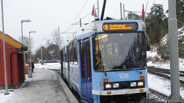 Vogn 108 klar til avgang fra Ljabru