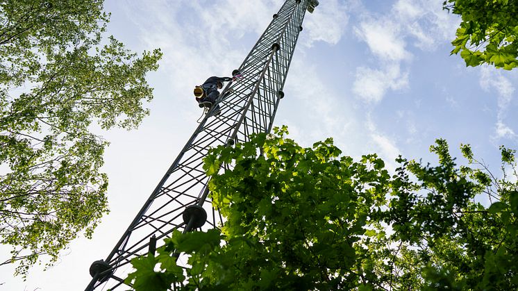 Telenor mast og grønne omgivelser