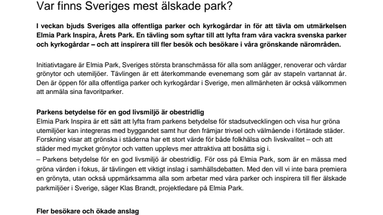 Var finns Sveriges mest älskade park? 