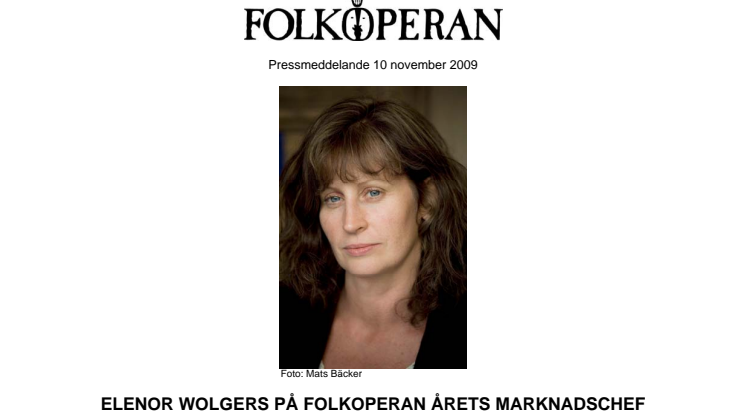 Elenor Wolgers på Folkoperan årets marknadschef