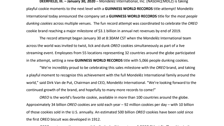 Twist, Lick, Dunk! Mondelez International holt GUINNESS WORLD-RECORDS-Titel