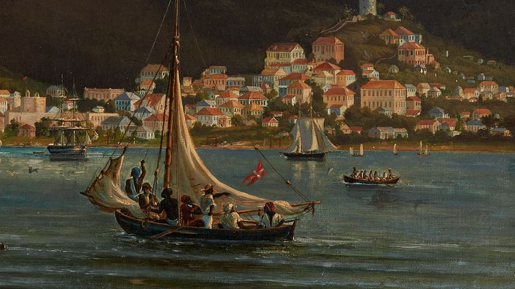 Havnen i Charlotte Amalie på Sankt Thomas. Udsnit af maleri af Fritz Melbye, 1851. (Foto_Als,Jørgen).tif