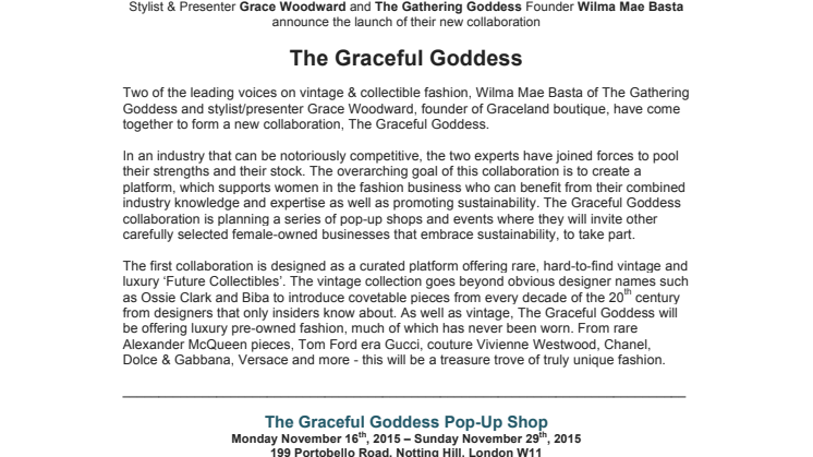 The Graceful Goddess - Grace Woodward and Wilma Mae join forces for a vintage collaboration