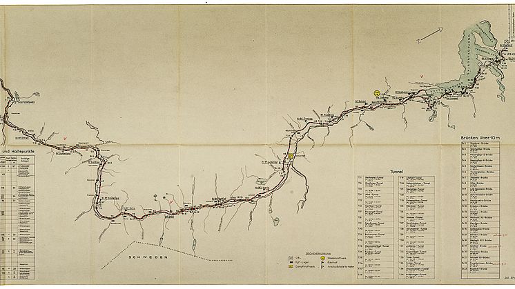 Kart over Nordlandsbanen Riksarkivet: RAFA_2188:Hg:L0001_Mo-Fauske