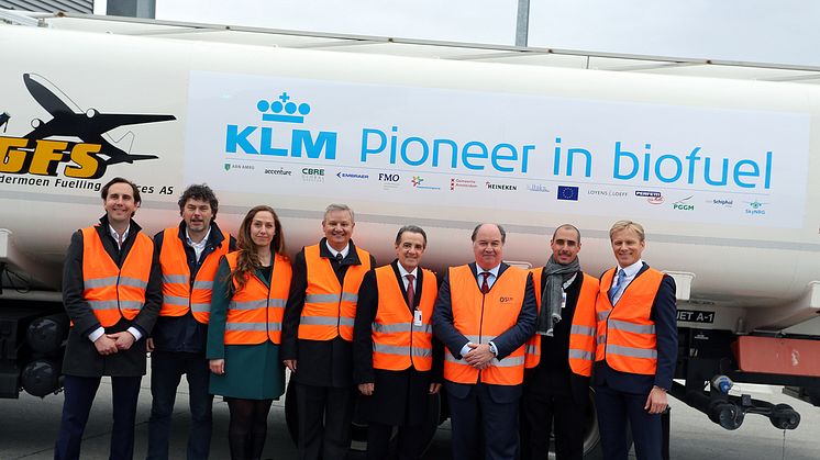 KLM-teamet på biodrivstoff-event på Oslo Lufthavn Gardermoen i 2016.