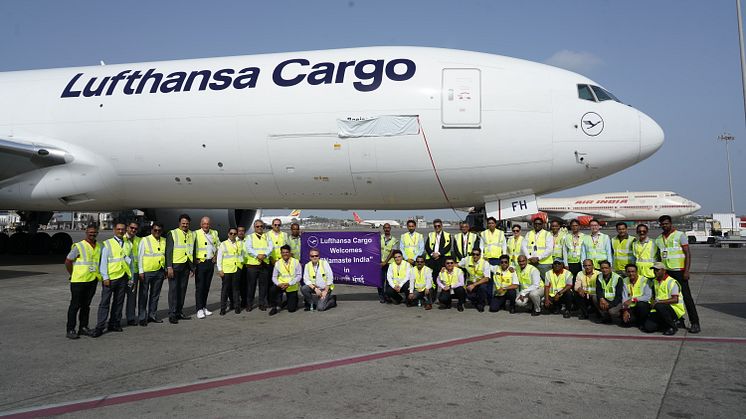 "Namaste India": Naming ceremony of a Lufthansa Cargo B777F freighter in Mumbai