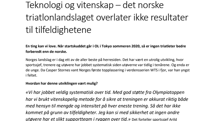 Teknologi og vitenskap – det norske triatlonlandslaget overlater ikke resultater til tilfeldighetene