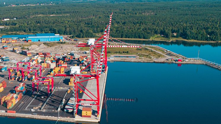 Containerterminalen i Gävle hamn.