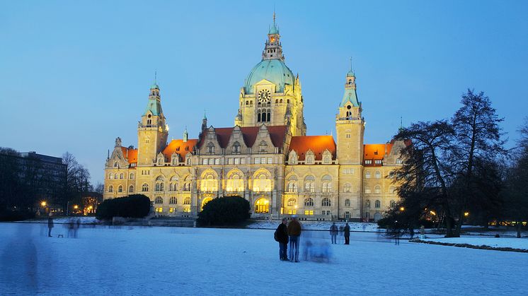 Hannovers Neues Rathaus  om vinteren