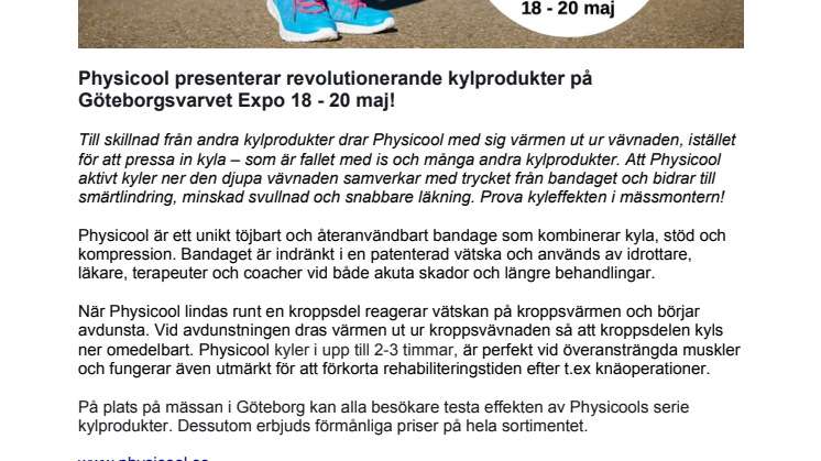 Physicool presenterar revolutionerande kylprodukter på Göteborgsvarvet Expo 18 - 20 maj!