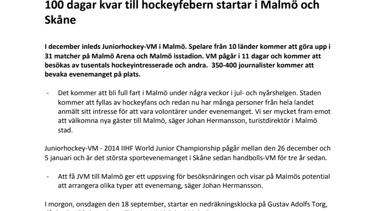 100 dagar kvar till hockeyfebern startar i Malmö och Skåne 