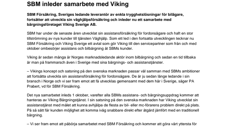 SBM inleder samarbete med Viking