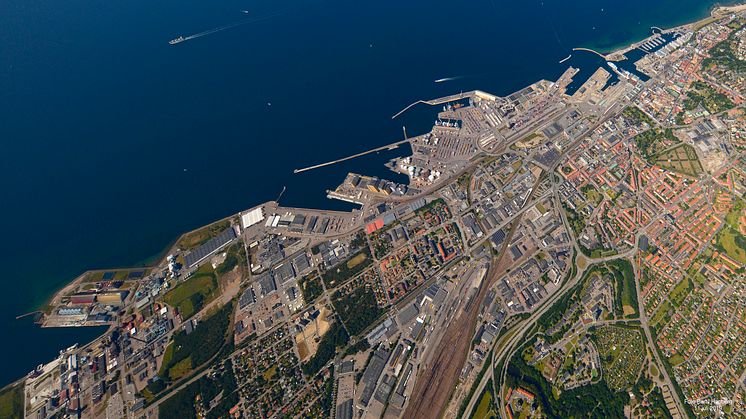The Port of Helsingborg frome above. Photo: Bertil Hagberg