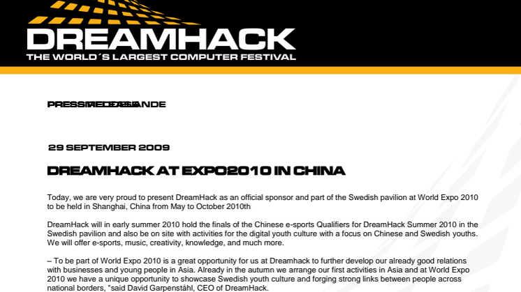 DreamHack at EXPO2010 in China