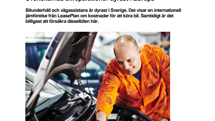 Svenskarnas bilreparationer dyrast i Europa