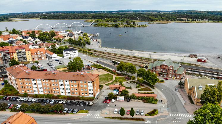 Hydrotomten och området runtomkring från ovan, foto: Sölvesborgs kommun.