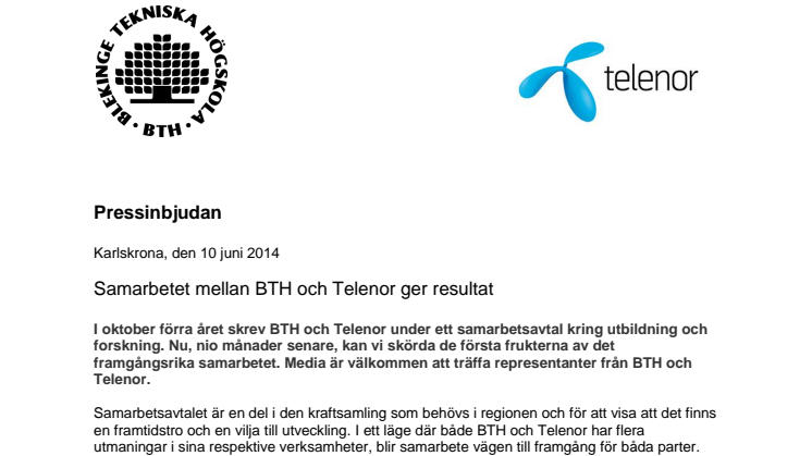Samarbetet mellan BTH och Telenor ger resultat