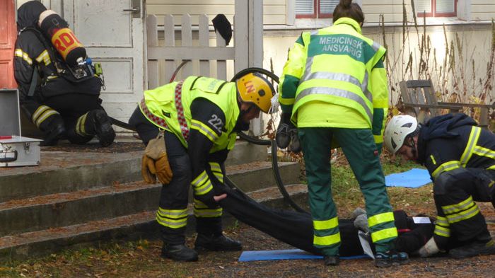 Räddningstjänsten i övningssituation. Foto: Åsa Burlin