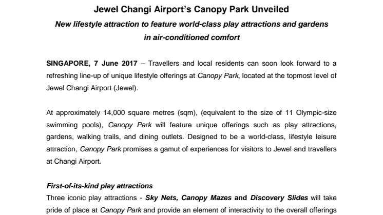 Jewel Changi Airport’s Canopy Park Unveiled