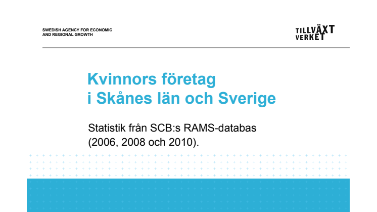 Antal företag som drivs av kvinnor resp män 2006-2010 Skåne