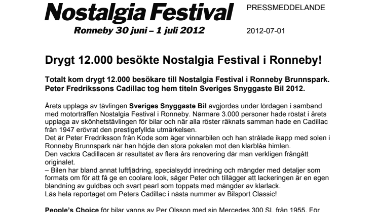  Drygt 12.000 besökte Nostalgia Festival i Ronneby!