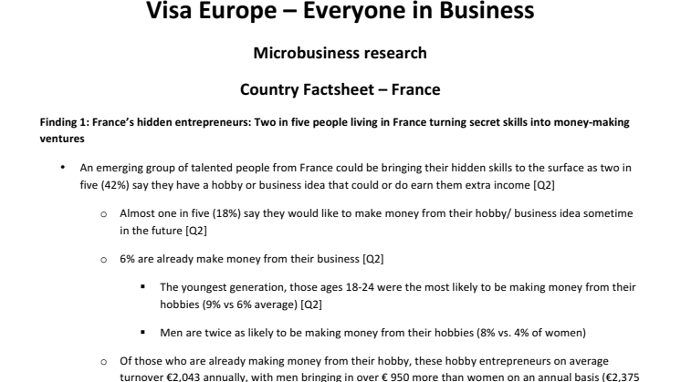 France Country Factsheet: Visa Europe – Everyone in Business 