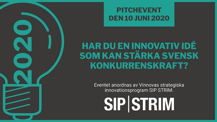 SIP STRIMs Innovationsidétävling - Pitchevent den 10 juni 2020