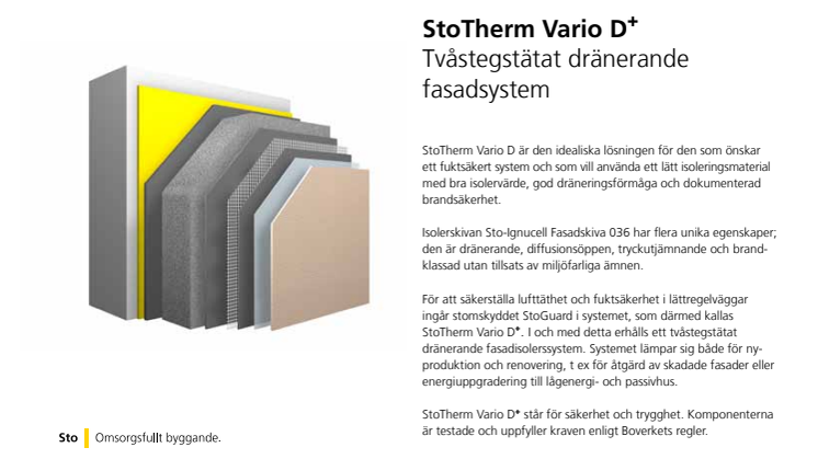 StoTherm Vario D + Tvåstegstätat dränerande fasadsystem 