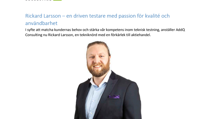 Rickard Larsson – driven testare med passion för kvalité och användbarhet