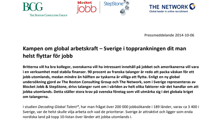 Kampen om global arbetskraft – Sverige i topprankningen dit man helst flyttar för jobb