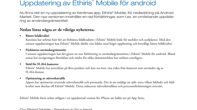 Uppdatering av Kentimas app Ethiris Mobile finns nu på Android Market