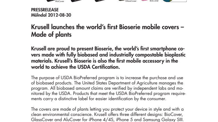Krusell launches the world’s first Bioserie mobile covers – Made of plants 