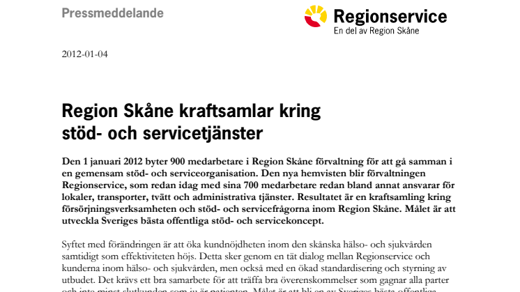 Region Skåne kraftsamlar kring stöd- och servicetjänster