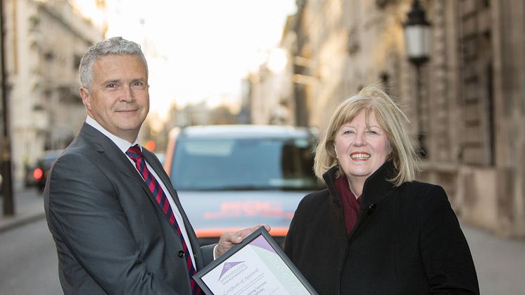 RAC head of dealer propositions Mario Dolcezza with the president of the Chartered Trading Standards Institute, Baroness Christine Crawley