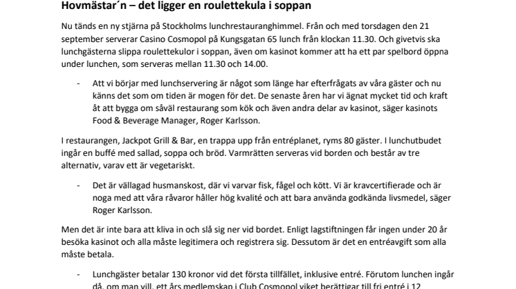 Hovmästar'n – det ligger en roulettekula i soppan