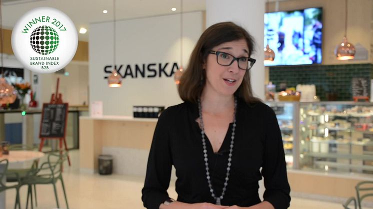 Lena Hök, Skanska om vinsten i Sustainable Brand Index B2B 2017 (lång version)