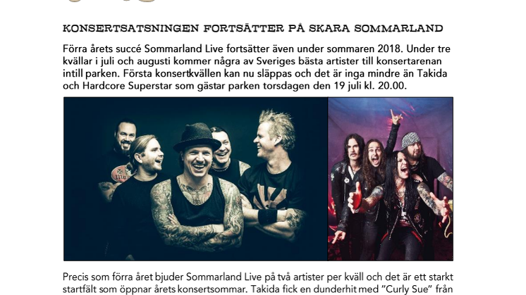 Konsertsatsningen fortsätter på Skara Sommarland