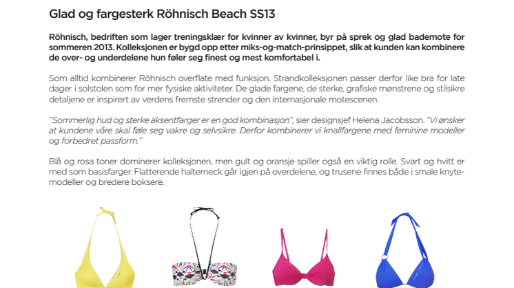 Glad og fargesterk Röhnisch Beach SS13