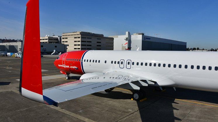 Norwegian's aircraft LN-NGJ at Boeing Field at delivery March 5 2013