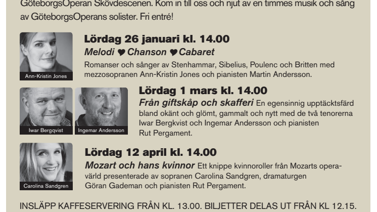Dags för nya Lördagskonserter på GöteborgsOperan Skövdescenen