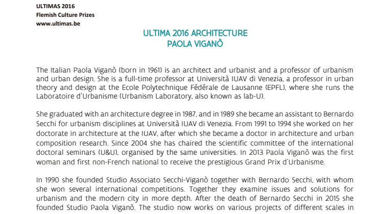 background document Ultima 2016 architecture