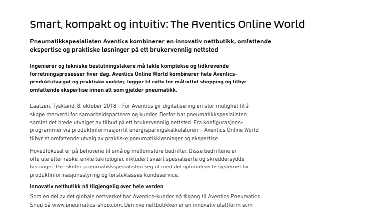Smart, kompakt og intuitiv: The Aventics Online World