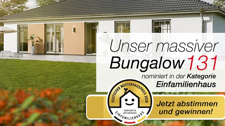 Deutscher Musterhauspreis 2018: Bungalow 131 ist nominiert!
