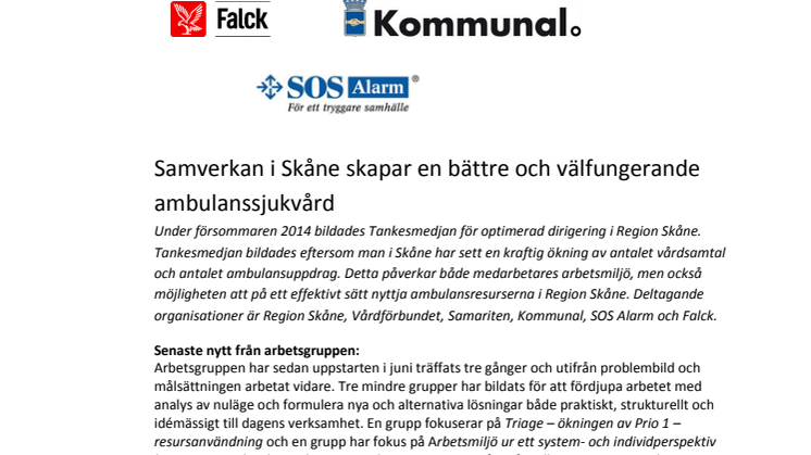 Samverkan i Skåne skapar en bättre och välfungerande ambulanssjukvård   