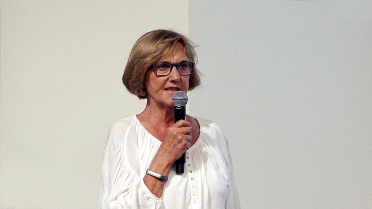 Lena Persson, vicerektor för samverkan, under bokpresentationen av Innovationsarenan.