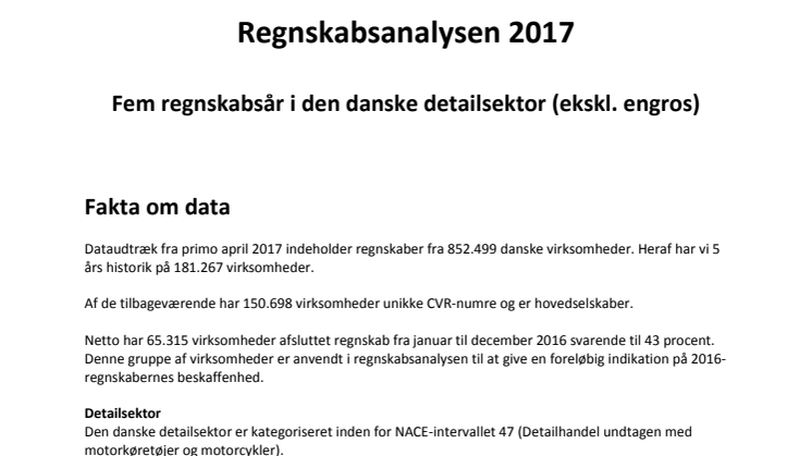 Dansk erhvervsliv - Regnskabsanalysen 2017 - detail