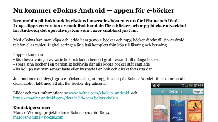 Nu kommer eBokus Android — appen för e-böcker