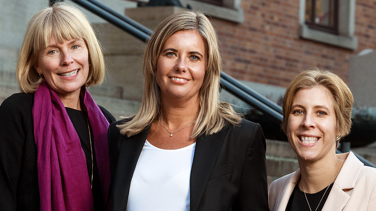 Ledningsgruppen på Delphi i Göteborg: ekonomichef Anna Lysell, vd Annelie Liljeqvist och partner Agnes Hammarstrand. 